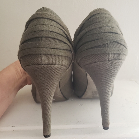 ASH Italia Canvas Peep Toe Pumps Taupe Size 38.5 - Picture 4 of 7